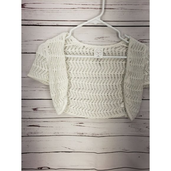Pony Tails Cardigan Girls L 6x Stretch Open Dress Cover Up Modest‎ Crochet Knit - Picture 7 of 8